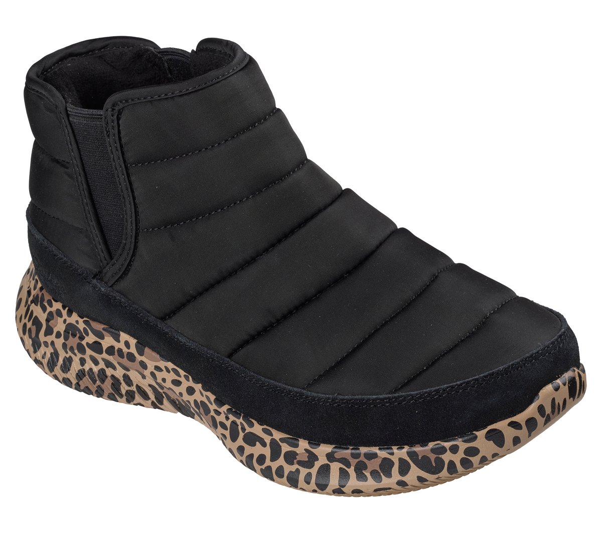Skechers Slip-ins Relaxed Fit: Ultra Flex 4.0 Boot - Cozy Chic — BLACK / LEOPARD