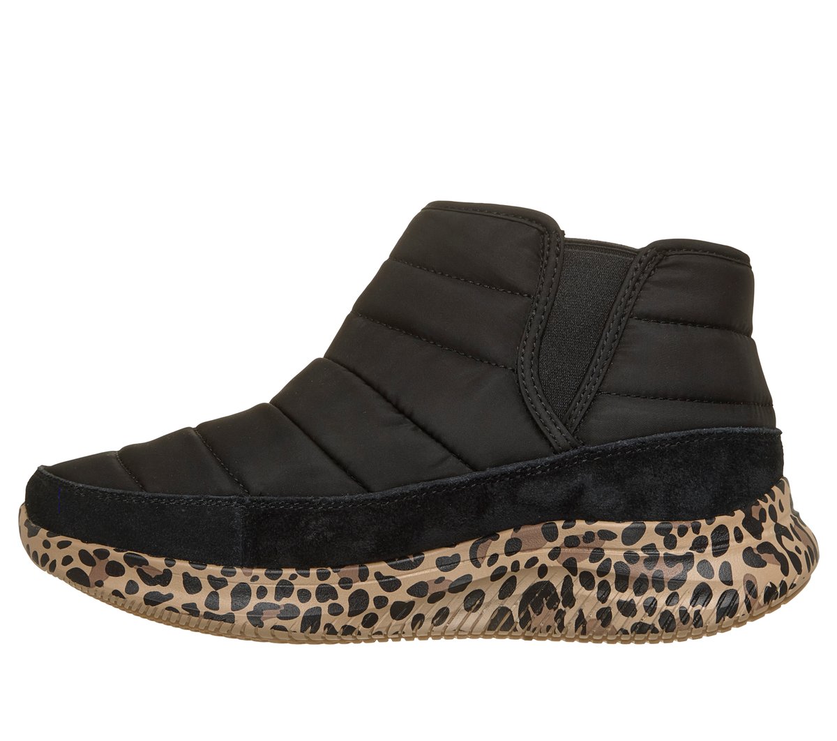 Skechers Slip-ins Relaxed Fit: Ultra Flex 4.0 Boot - Cozy Chic — BLACK / LEOPARD