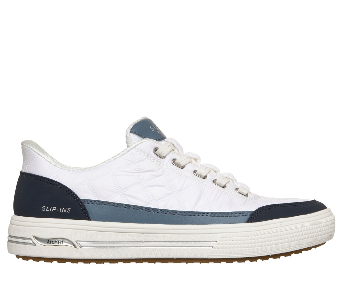 Skechers Slip-ins: Arch Fit Arcade - Cozy Fit Cuddle Steps — WHITE / NAVY