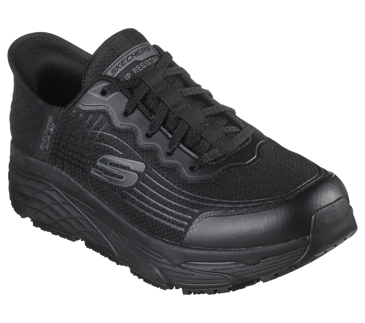 Skechers Slip-ins Work Slip-Resistant Relaxed Fit: Max Cushioning Elite - Remmal — BLACK