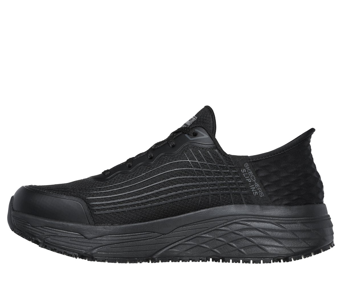 Skechers Slip-ins Work Slip-Resistant Relaxed Fit: Max Cushioning Elite - Remmal — BLACK