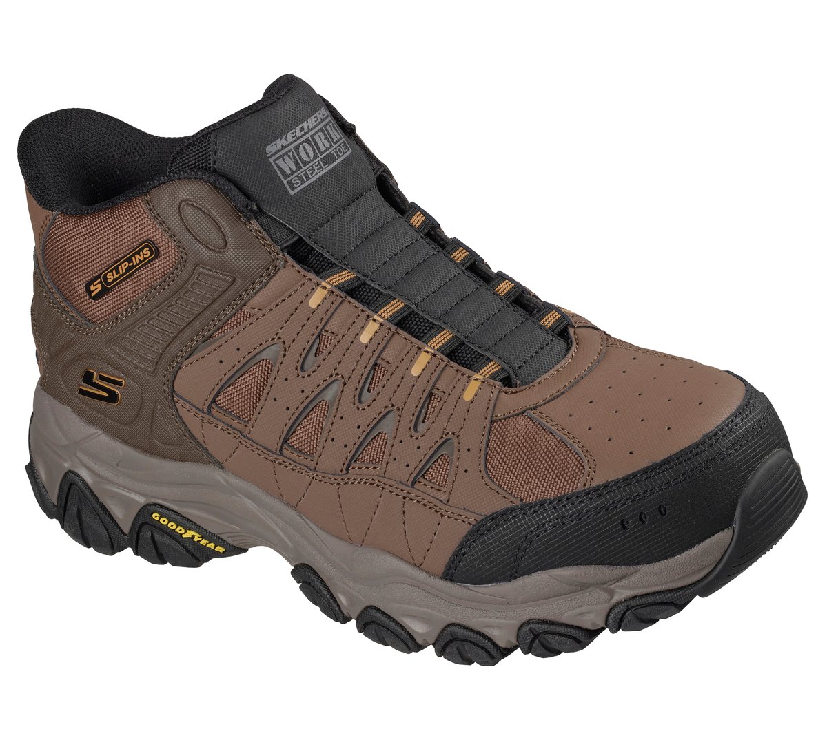 Skechers Slip-ins Work: After Burn M. Fit 2.0 - Brimrock — BROWN / ORANGE