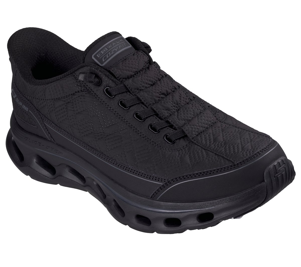 Skechers Slip-ins: GO WALK Glide-Step 2.0 - Cozy Fit Walker — BLACK