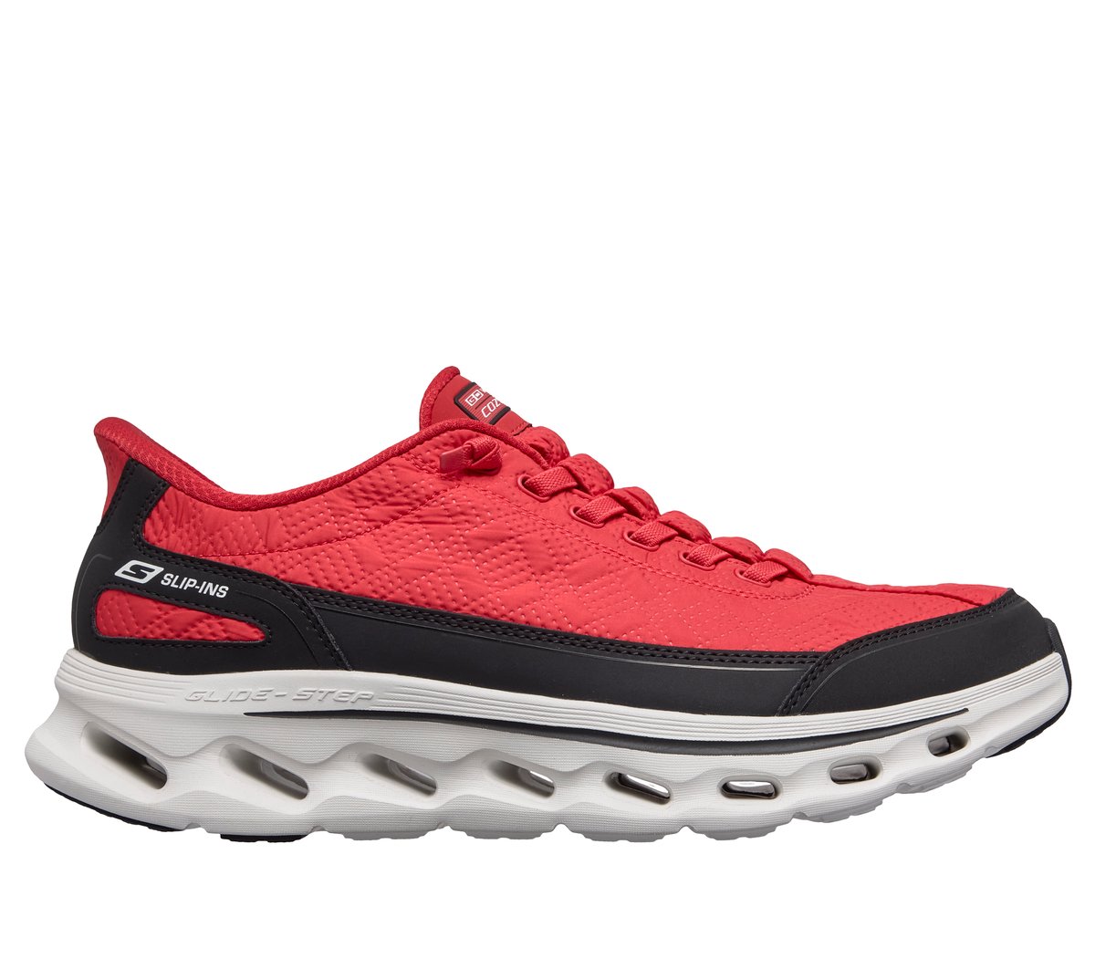 Skechers Slip-ins: GO WALK Glide-Step 2.0 - Cozy Fit Walker — RED / BLACK