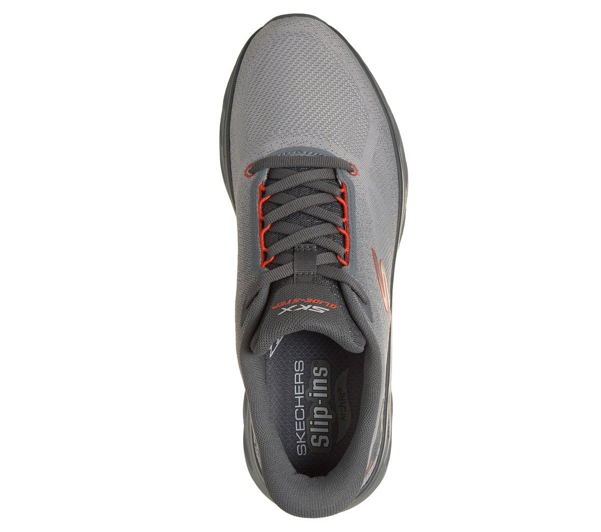 Skechers Slip-ins: Arch Fit Glide-Step - Hirusher — CHARCOAL / ORANGE