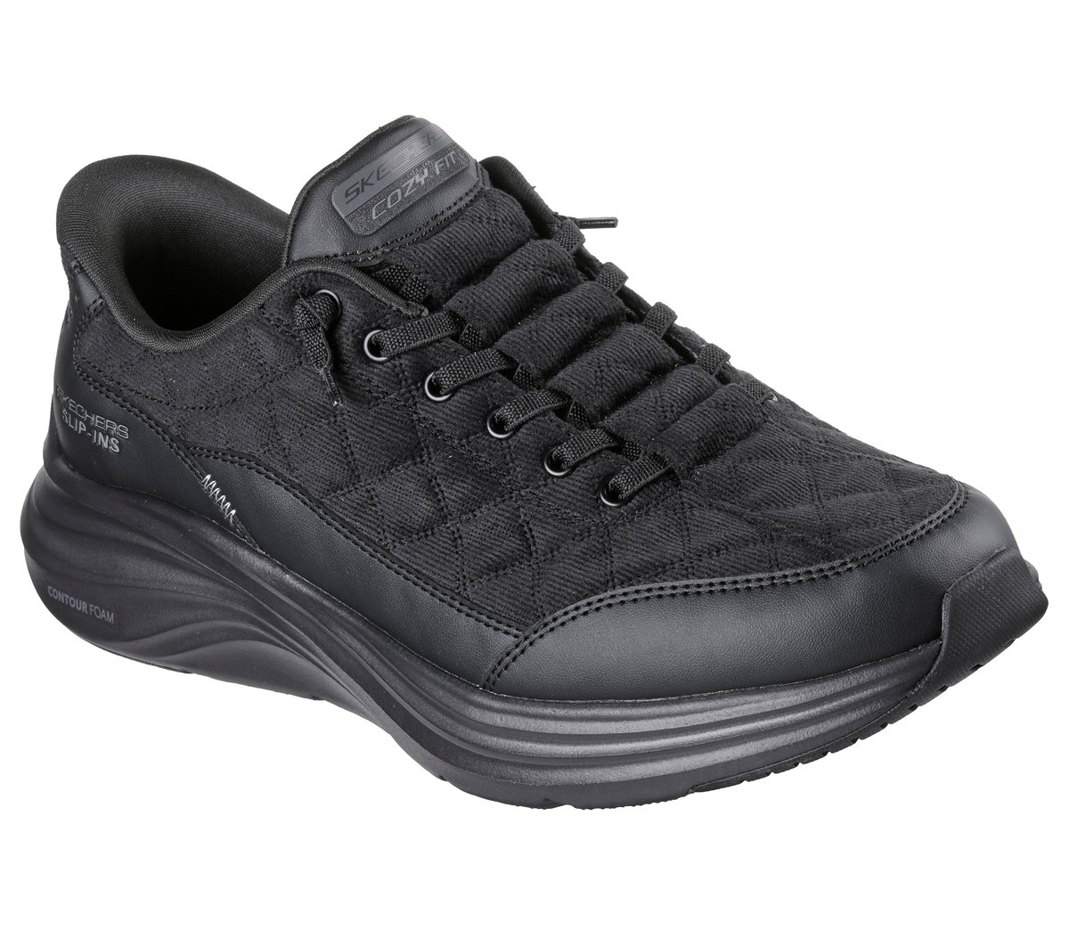 Skechers Slip-ins: Contour Foam - Cozy Fit Cordelux — BLACK