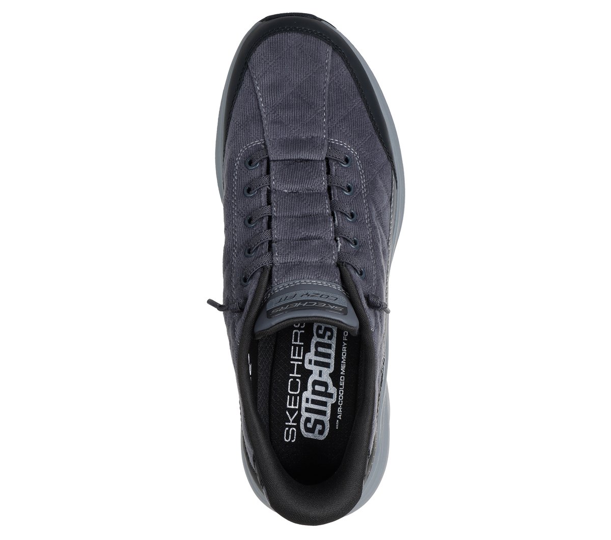 Skechers Slip-ins: Contour Foam - Cozy Fit Cordelux — CHARCOAL/BLACK