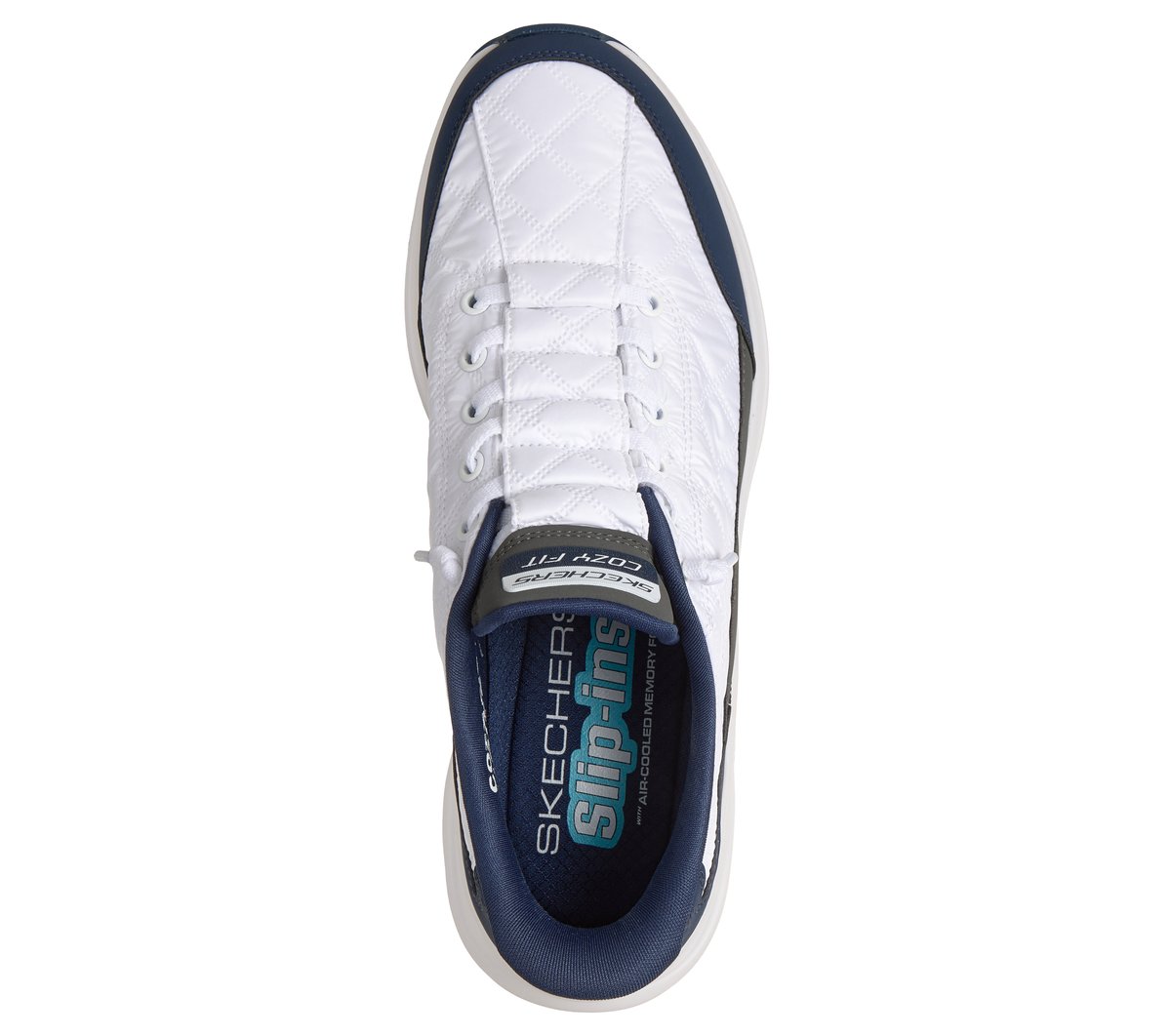 Skechers Slip-ins: Contour Foam - Cozy Fit — WHITE / NAVY