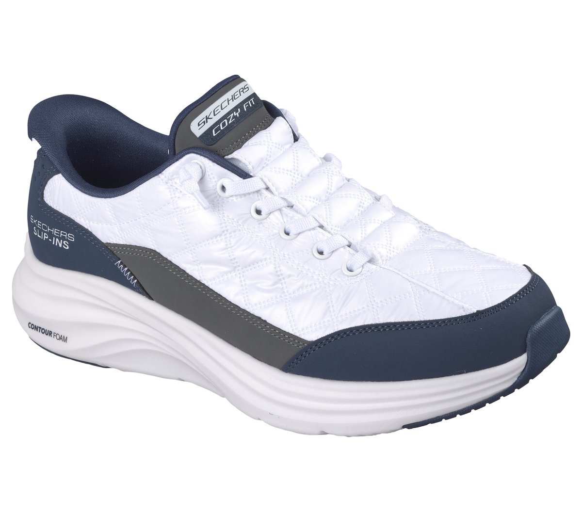 Skechers Slip-ins: Contour Foam - Cozy Fit — WHITE / NAVY