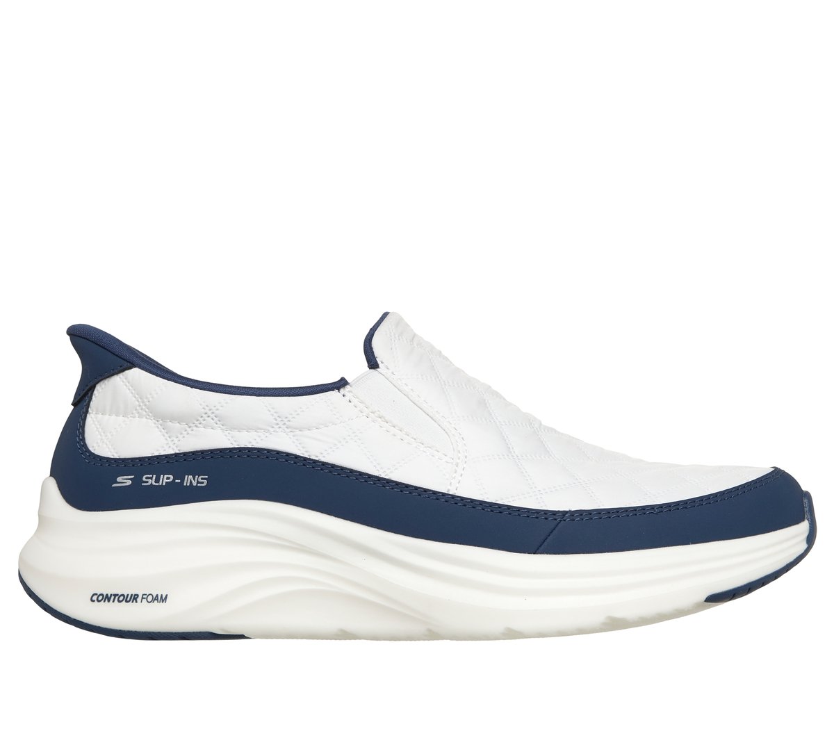 Skechers Slip-ins: Contour Foam - Cozy Fit Nordain — WHITE / NAVY
