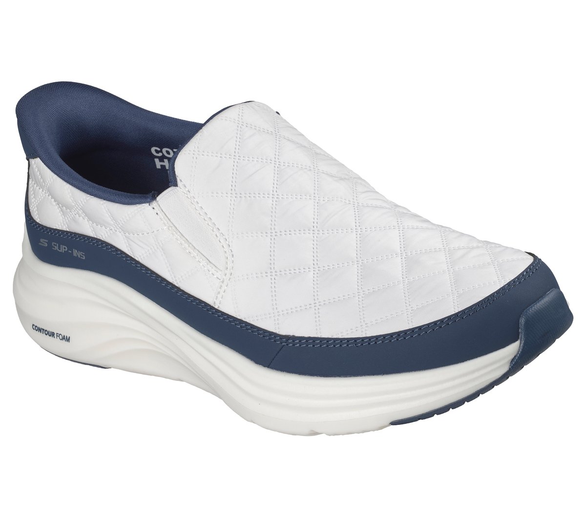 Skechers Slip-ins: Contour Foam - Cozy Fit Nordain — WHITE / NAVY