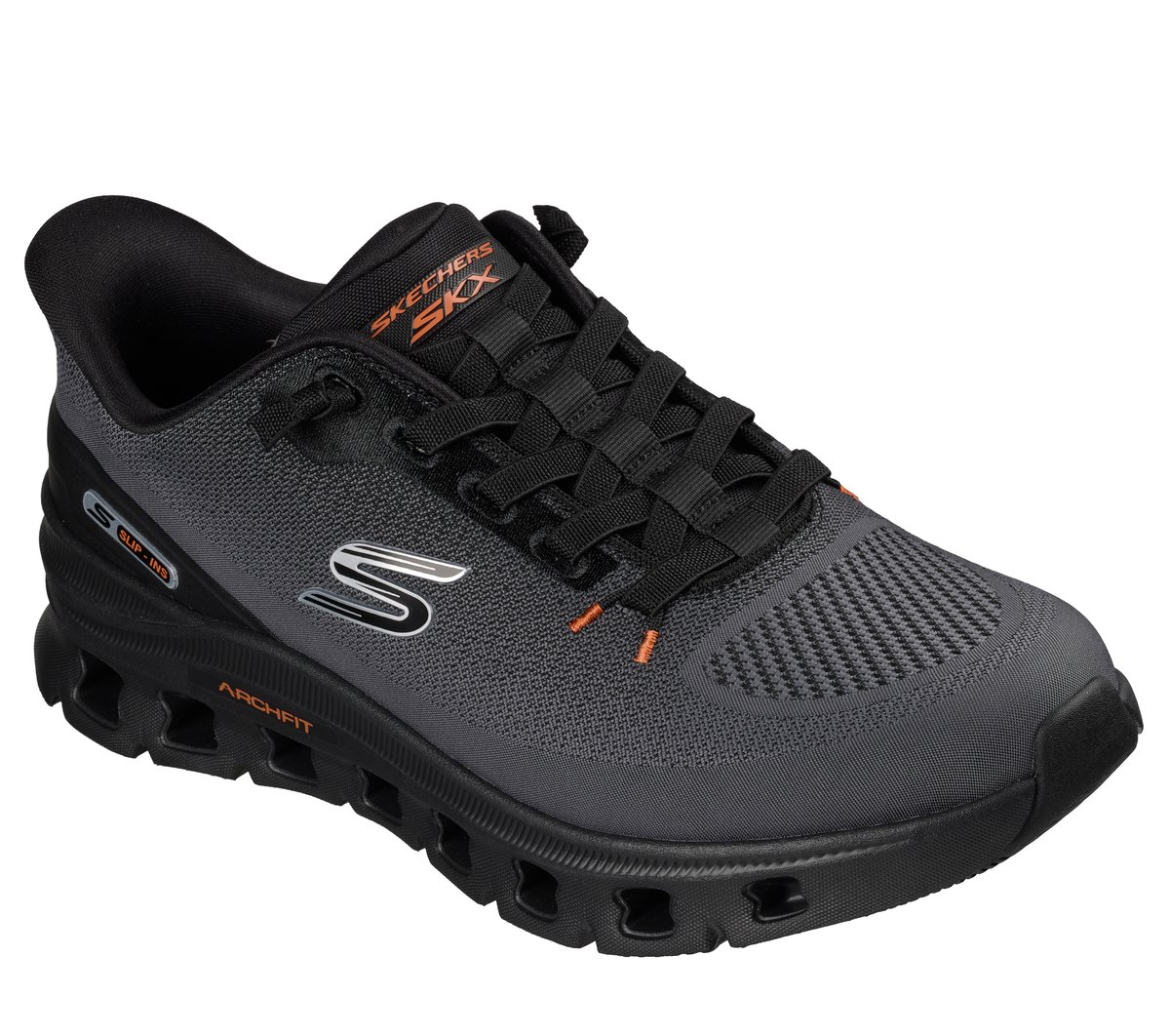 Skechers Slip-ins: Arch Fit Glide-Step Pro — CHARCOAL / ORANGE