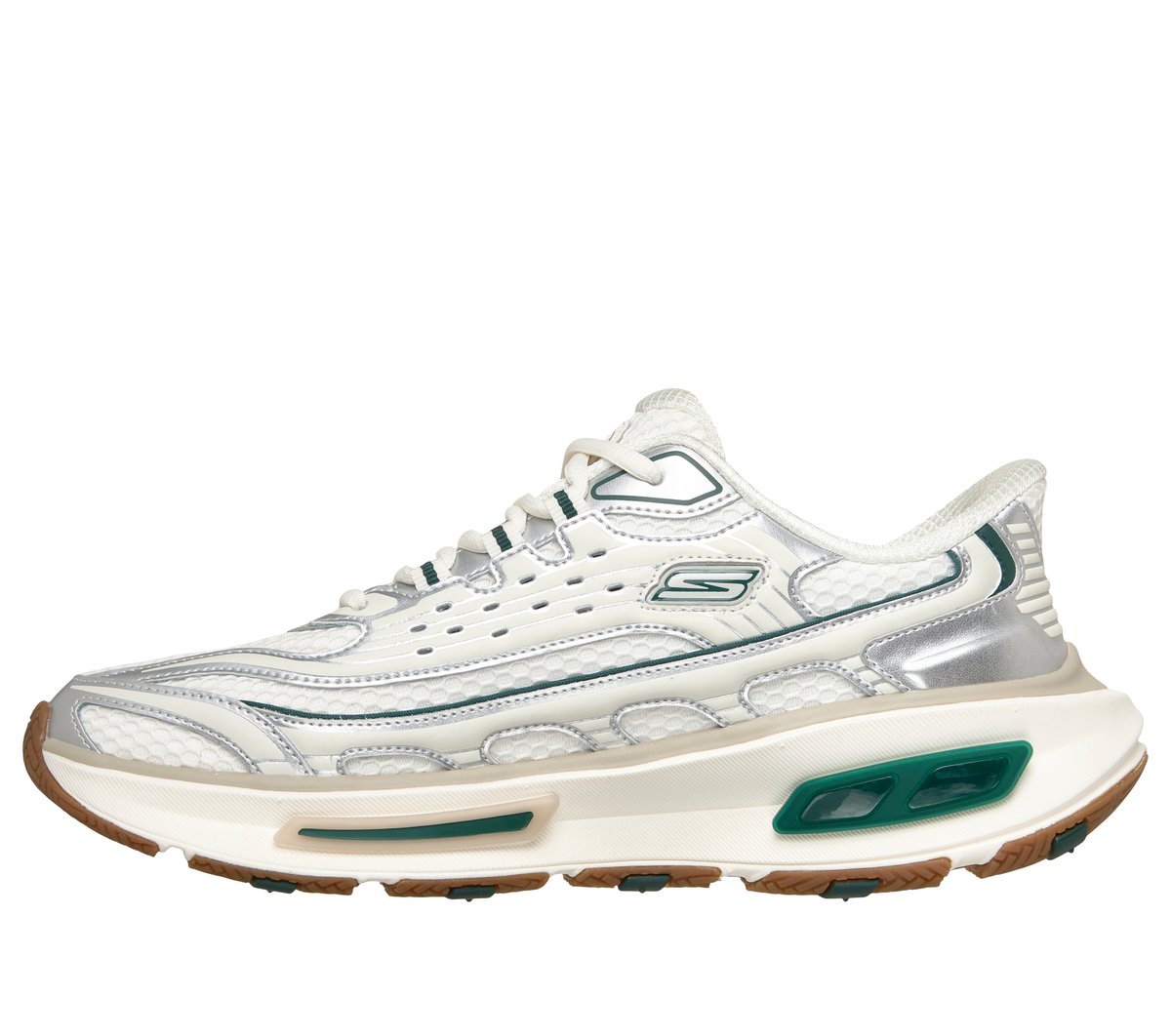 Skechers Slip-ins: Arch Fit D'Lites 330 - Modern Retro Jogger — OFF WHITE / GREEN