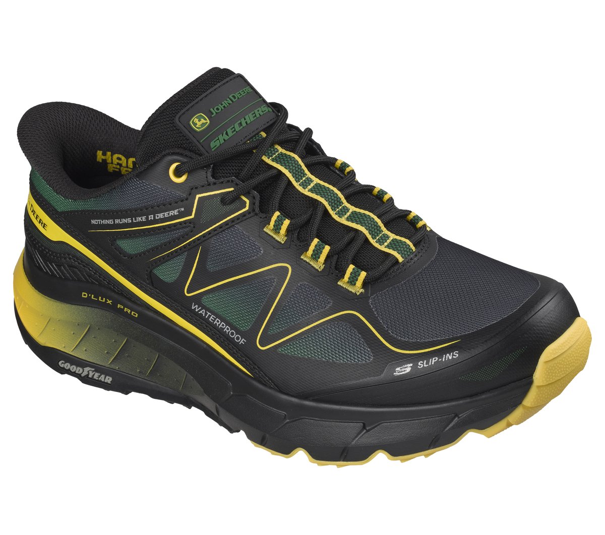 Skechers Slip-ins John Deere Waterproof Relaxed Fit: D'Lux Pro - Reel Cutting — BLACK / GREEN