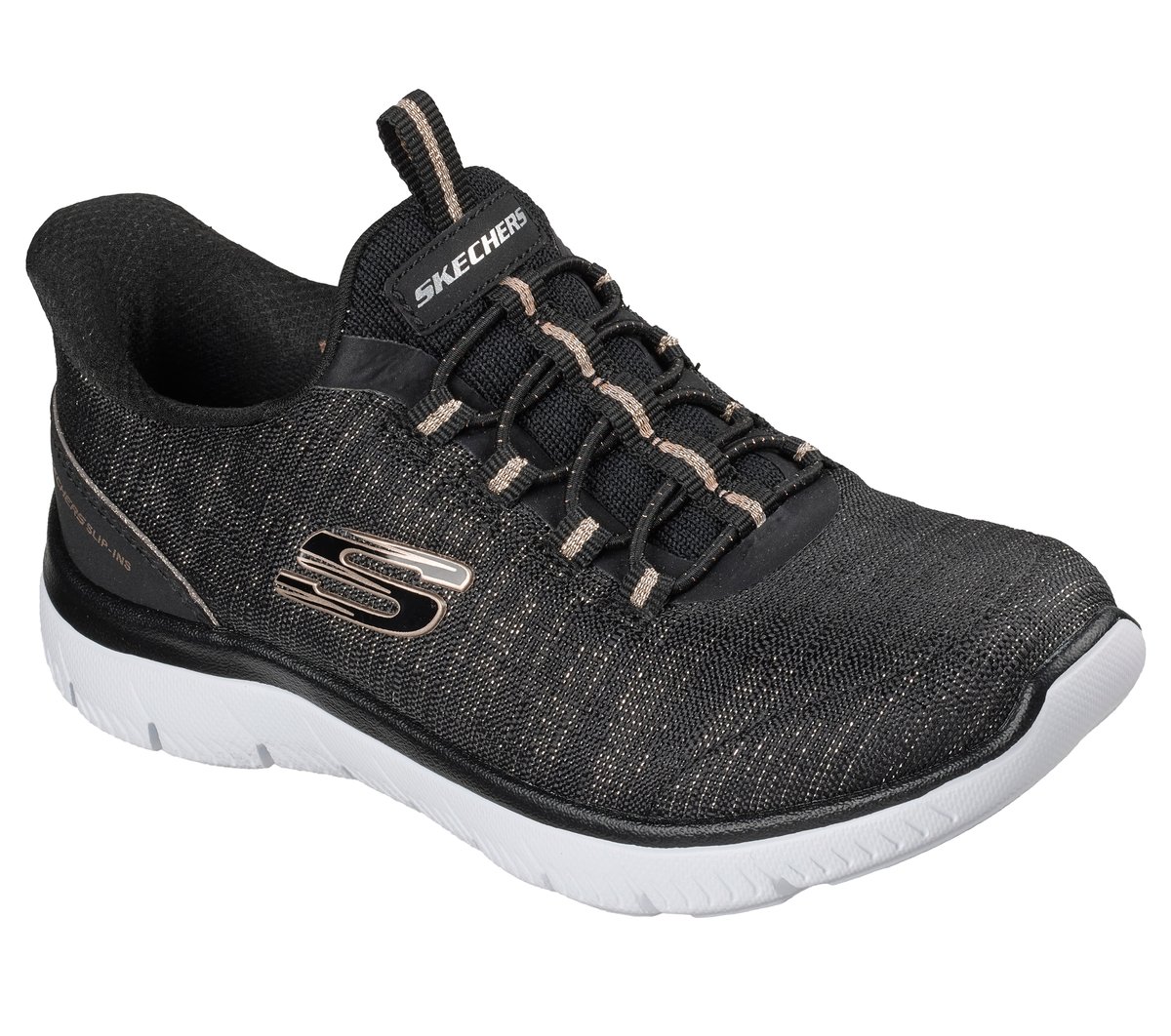 Skechers Slip-ins: Summits - Sparkline — BLACK / ROSE GOLD