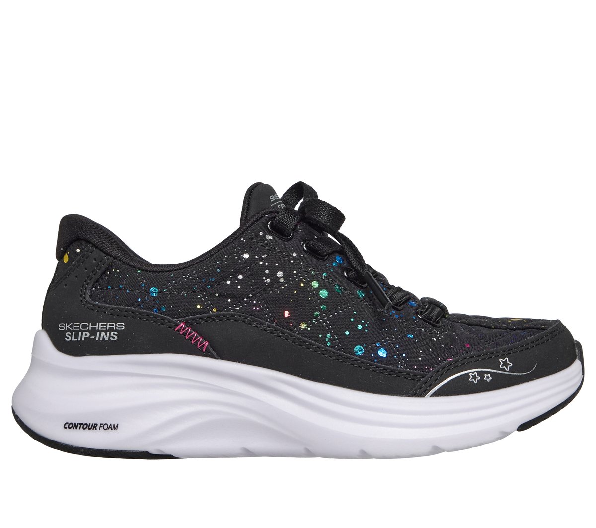 Skechers Slip-ins: Contour Foam - Cozy Fit Paint Splatter — BLACK / MULTI