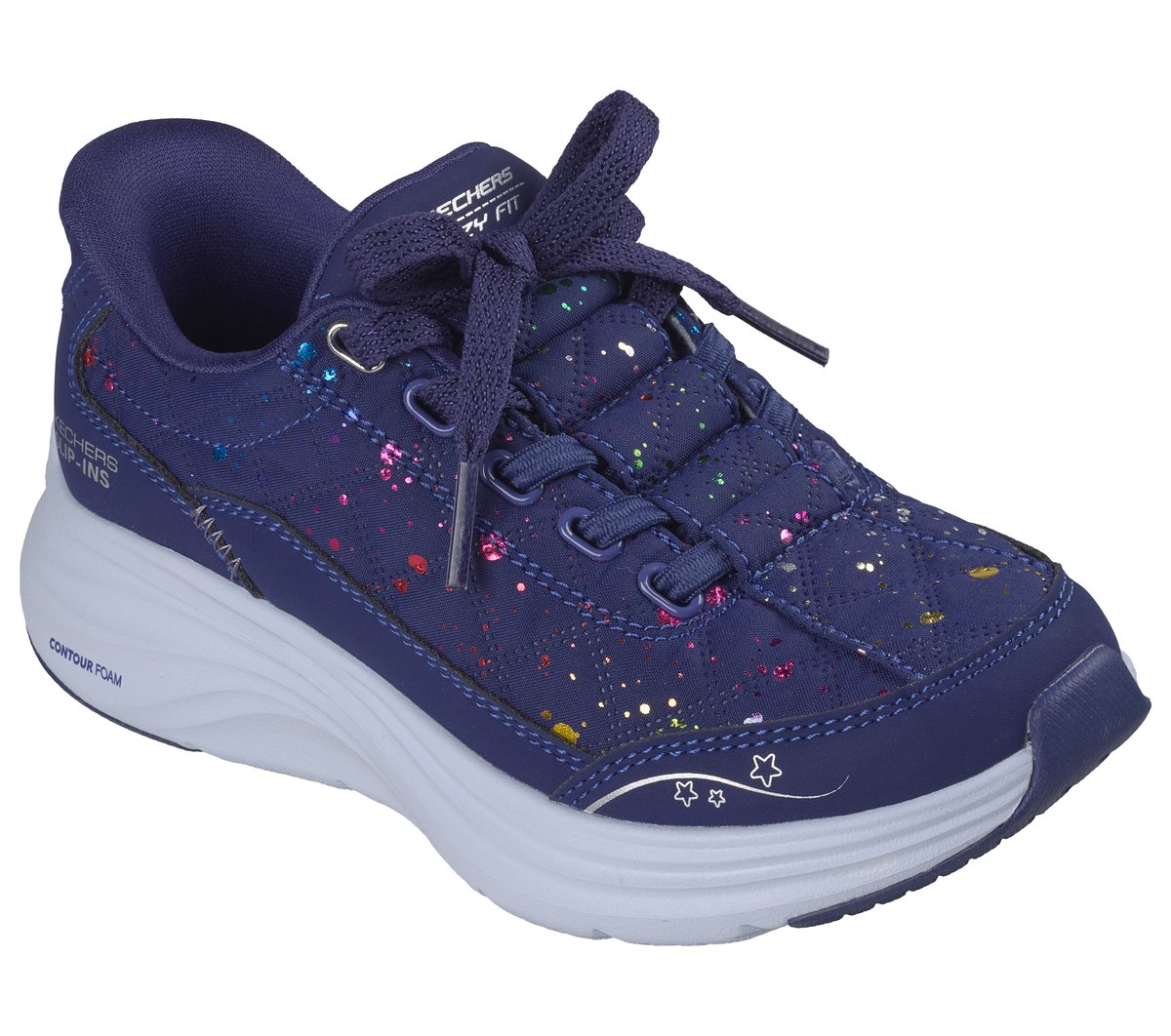 Skechers Slip-ins: Contour Foam - Cozy Fit Paint Splatter — NAVY / MULTI