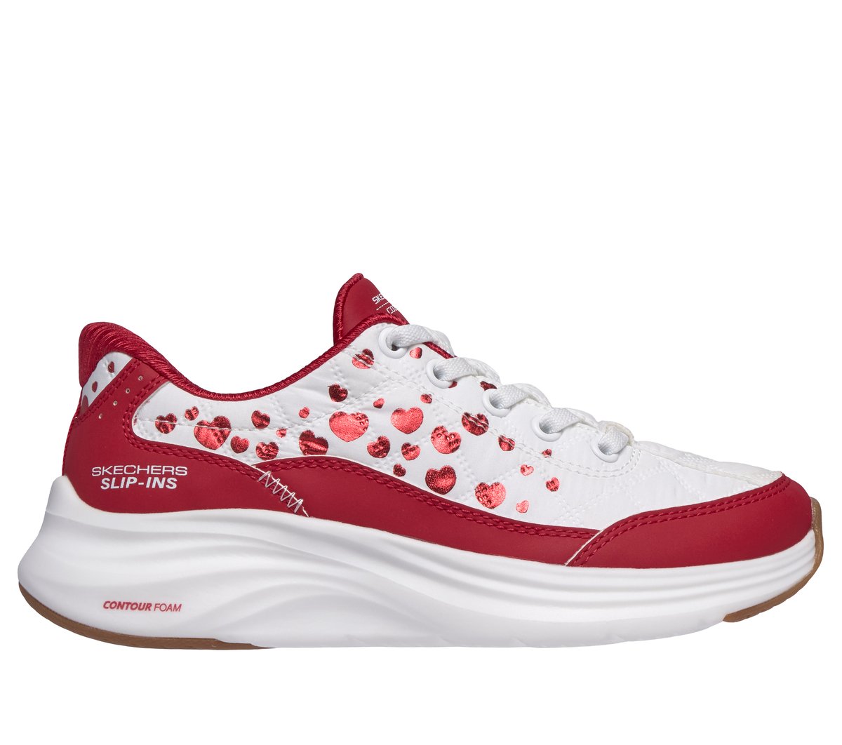Skechers Slip-ins: Contour Foam - Cozy Fit Heartclub — WHITE / RED