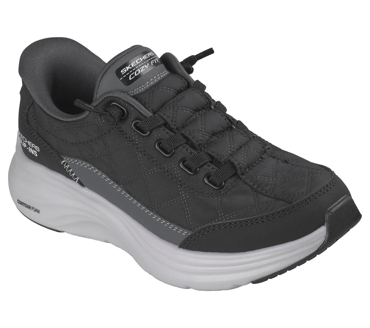 Skechers Slip-ins: Contour Foam - Cozy Fit — BLACK / WHITE