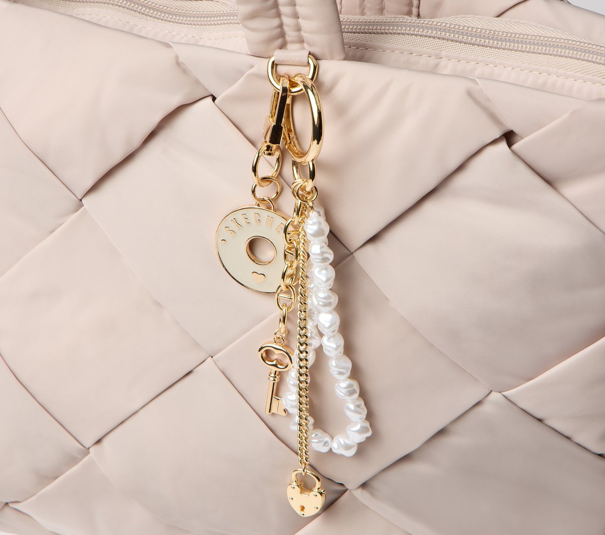Pearl Lock And Key Bag Charm