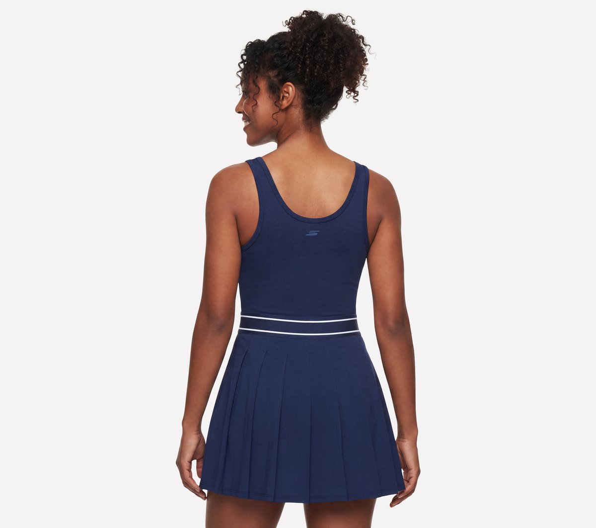 Court Pleated Dress — NAVY