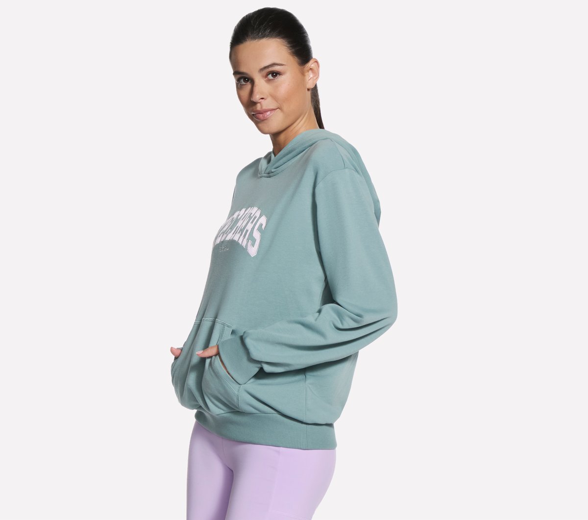Collegiate Pullover Hoodie — LIGHT GRAY / TURQUOISE