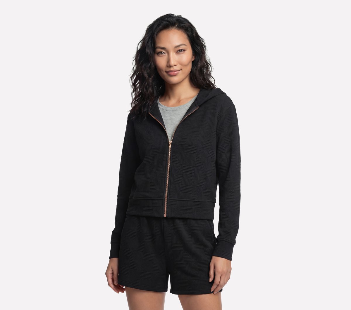 GO WALK Everywhere Diamond Full Zip Jacket — BLACK