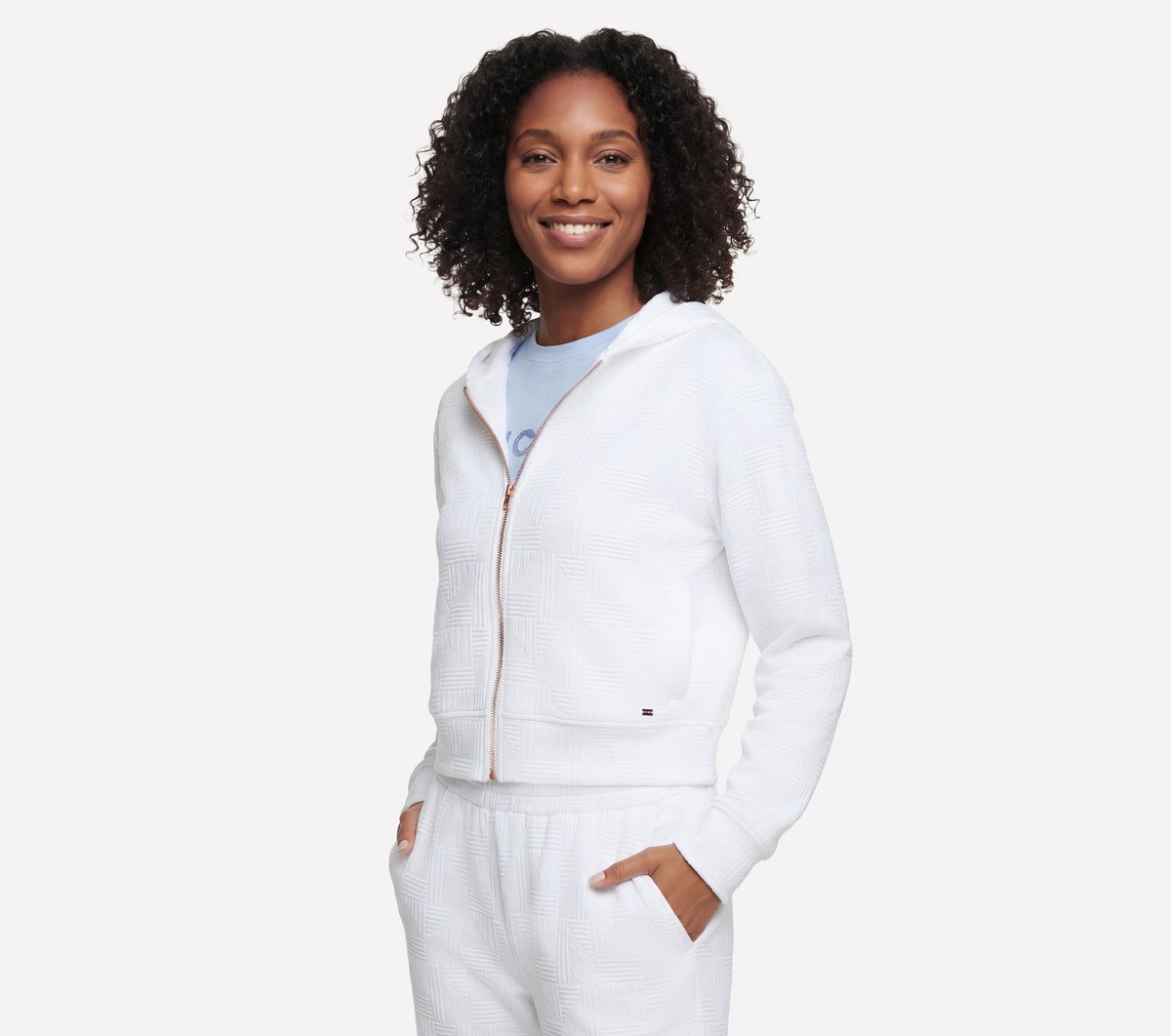 GO WALK Everywhere Diamond Full Zip Jacket — WHITE