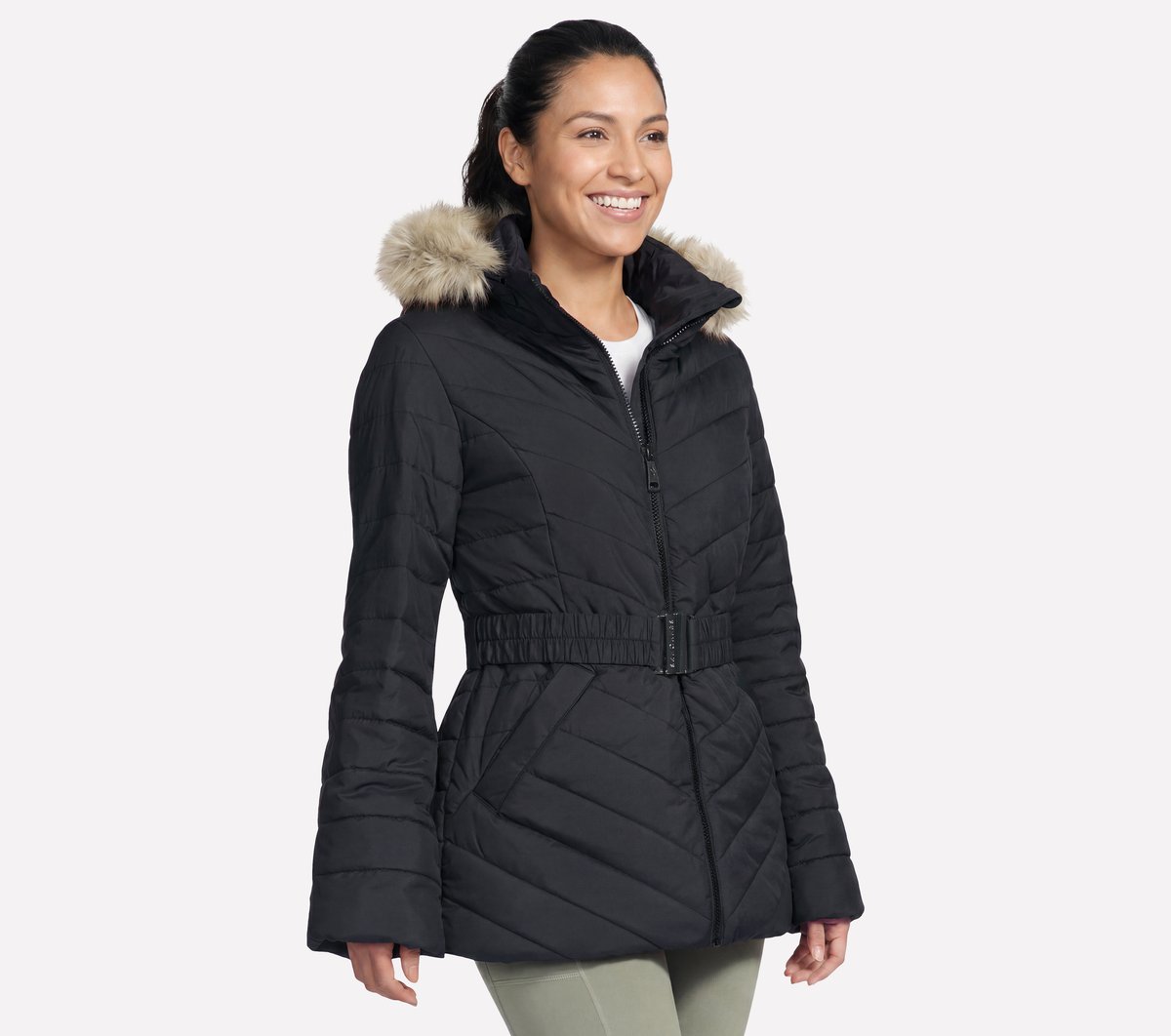 On-The-GO GO SHIELD Cozy Fit Belted Parka — BLACK