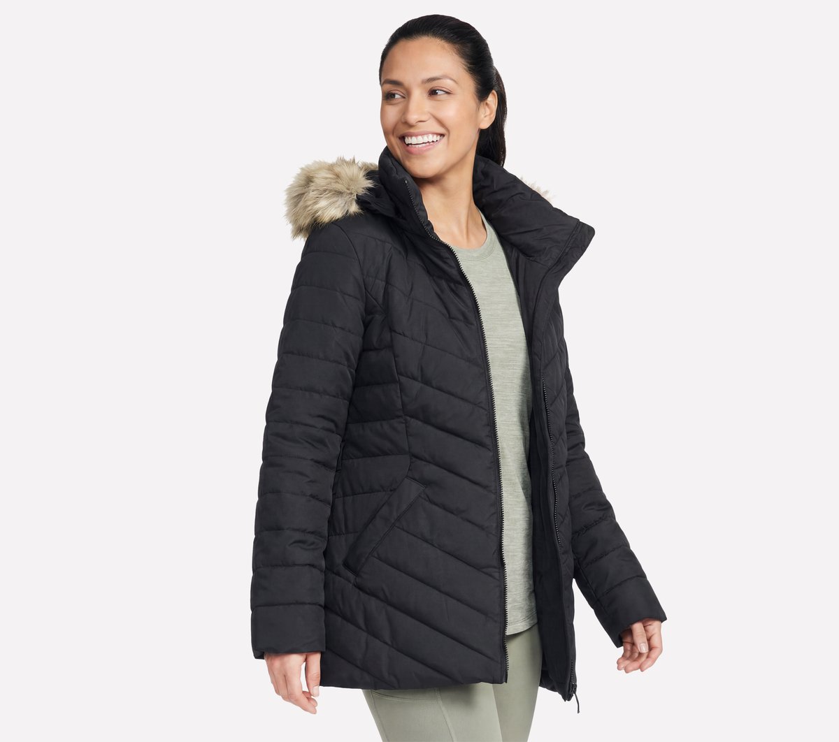 On-The-GO GO SHIELD Cozy Fit Belted Parka — BLACK