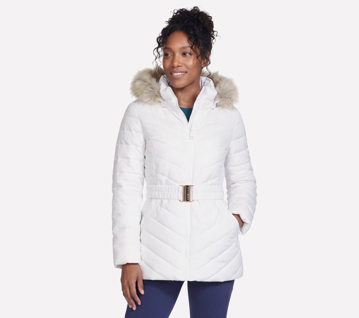 On-The-GO GO SHIELD Cozy Fit Belted Parka — WHITE