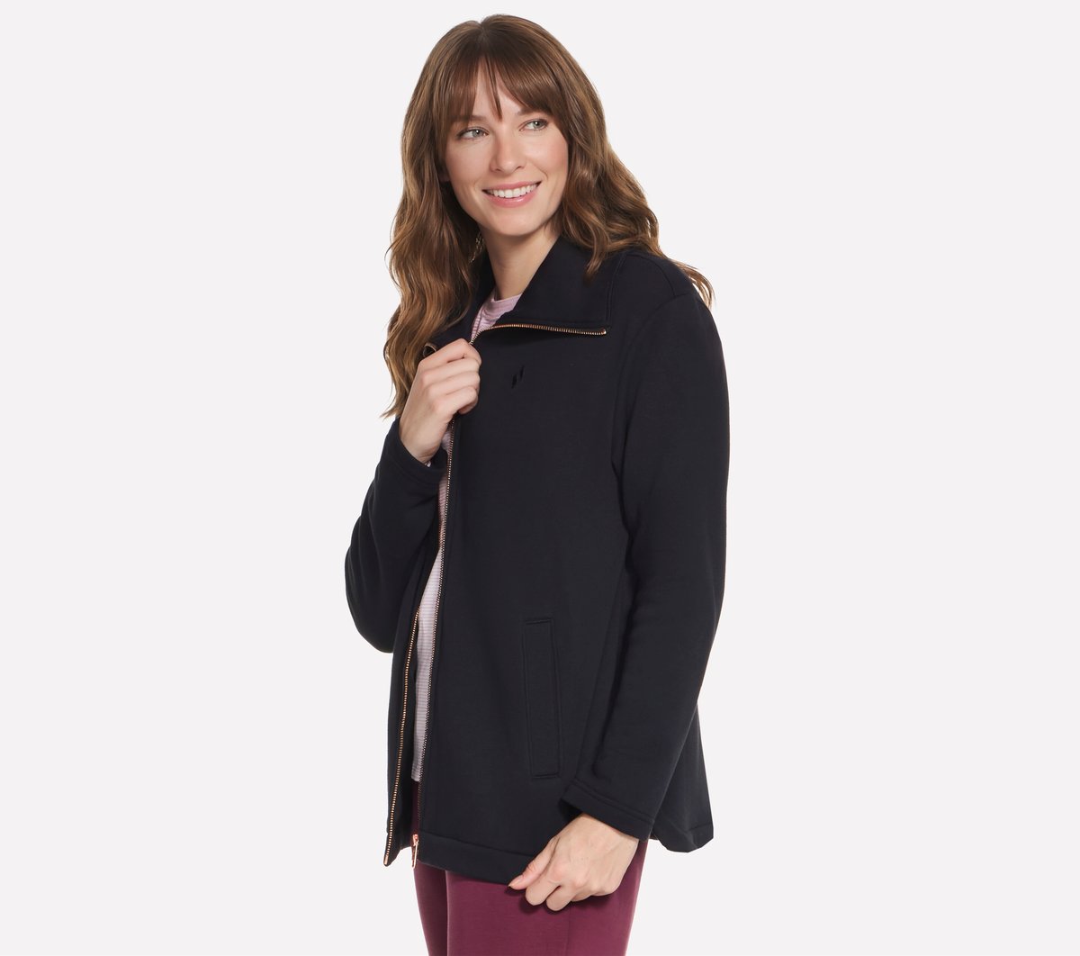 GO SNUGGLE Tunic Full Zip Jacket — BLACK