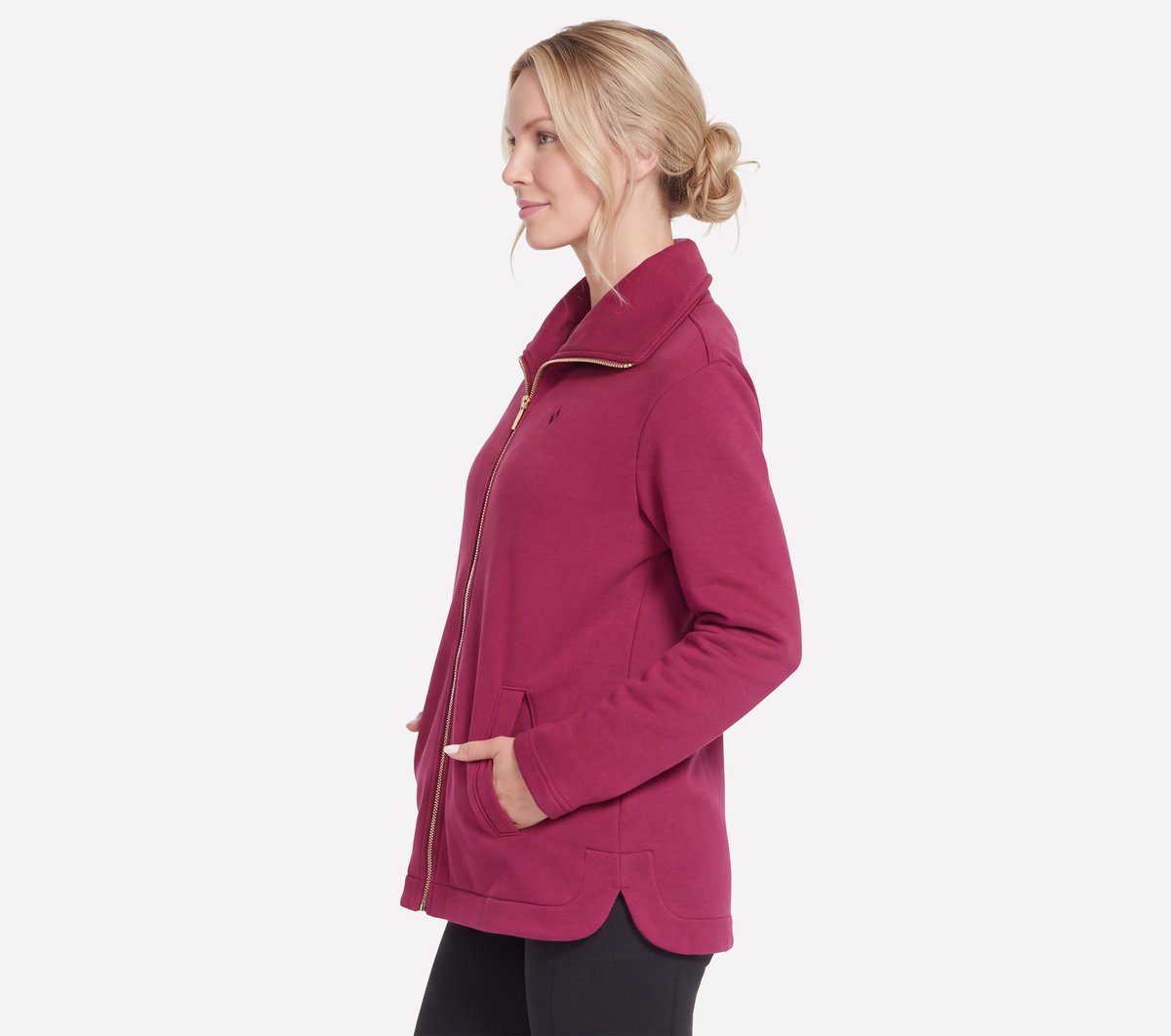 GO SNUGGLE Tunic Full Zip Jacket — PINK / RED