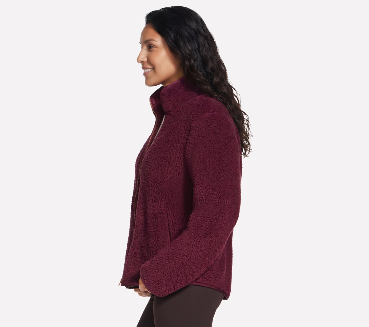 Skech-Sherpa Jacket — BURGUNDY / PINK