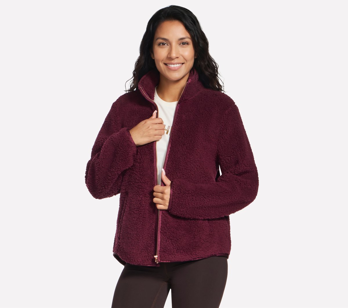 Skech-Sherpa Jacket — BURGUNDY / PINK