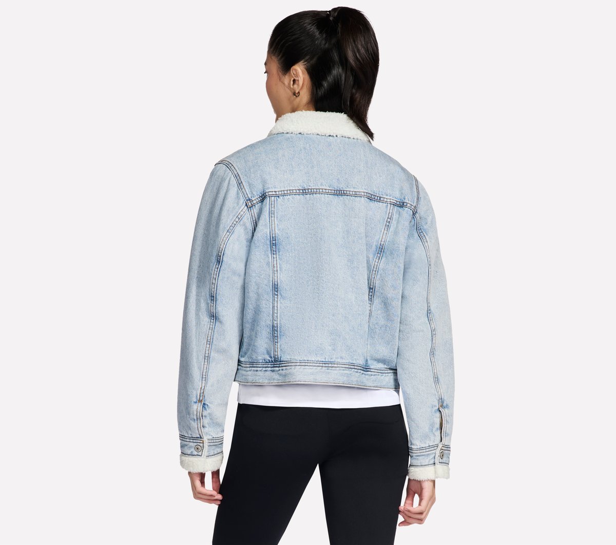 Sherpa Denim Jacket — DENIM / TAUPE