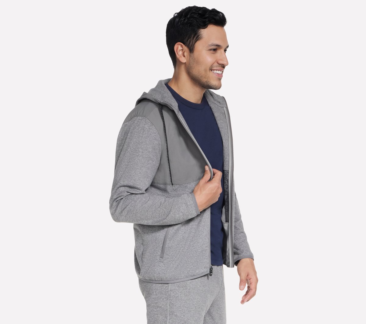 SKECH-KNITS Ultra Go Weekend Full Zip Hoodie — LIGHT GRAY