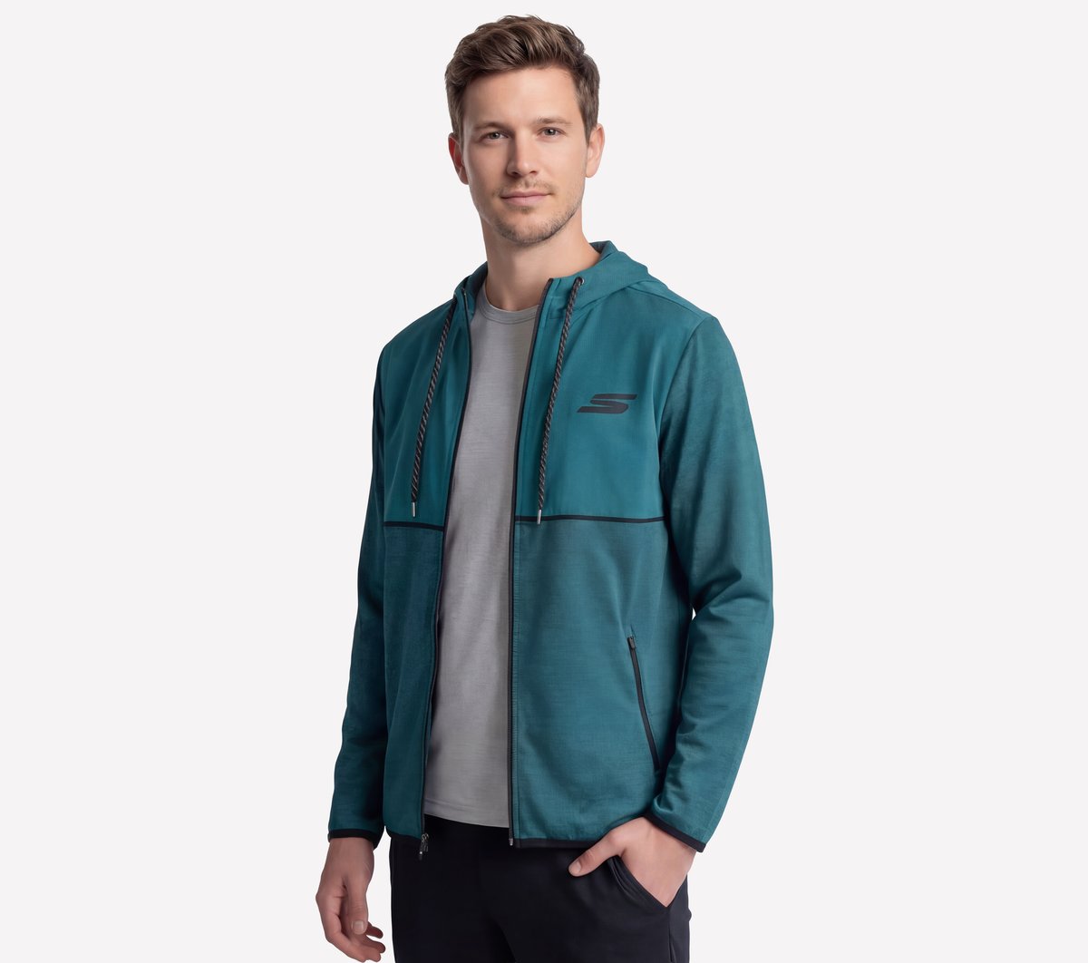 Harry Kane Weekend Full Zip Hoodie — CHARCOAL / TEAL