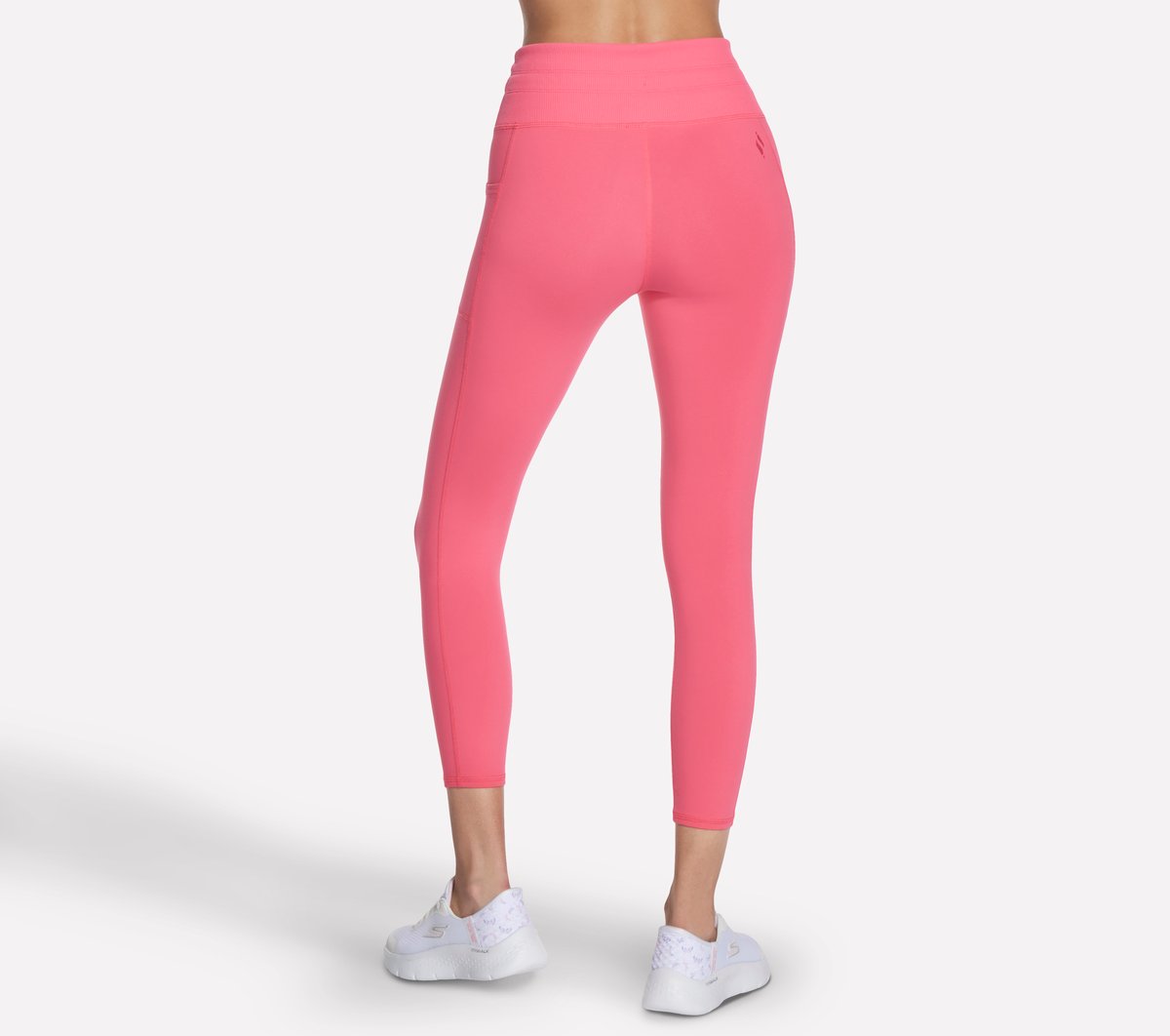 GO WALK Rib Mix High Waisted 7/8 Legging — TAUPE / CORAL