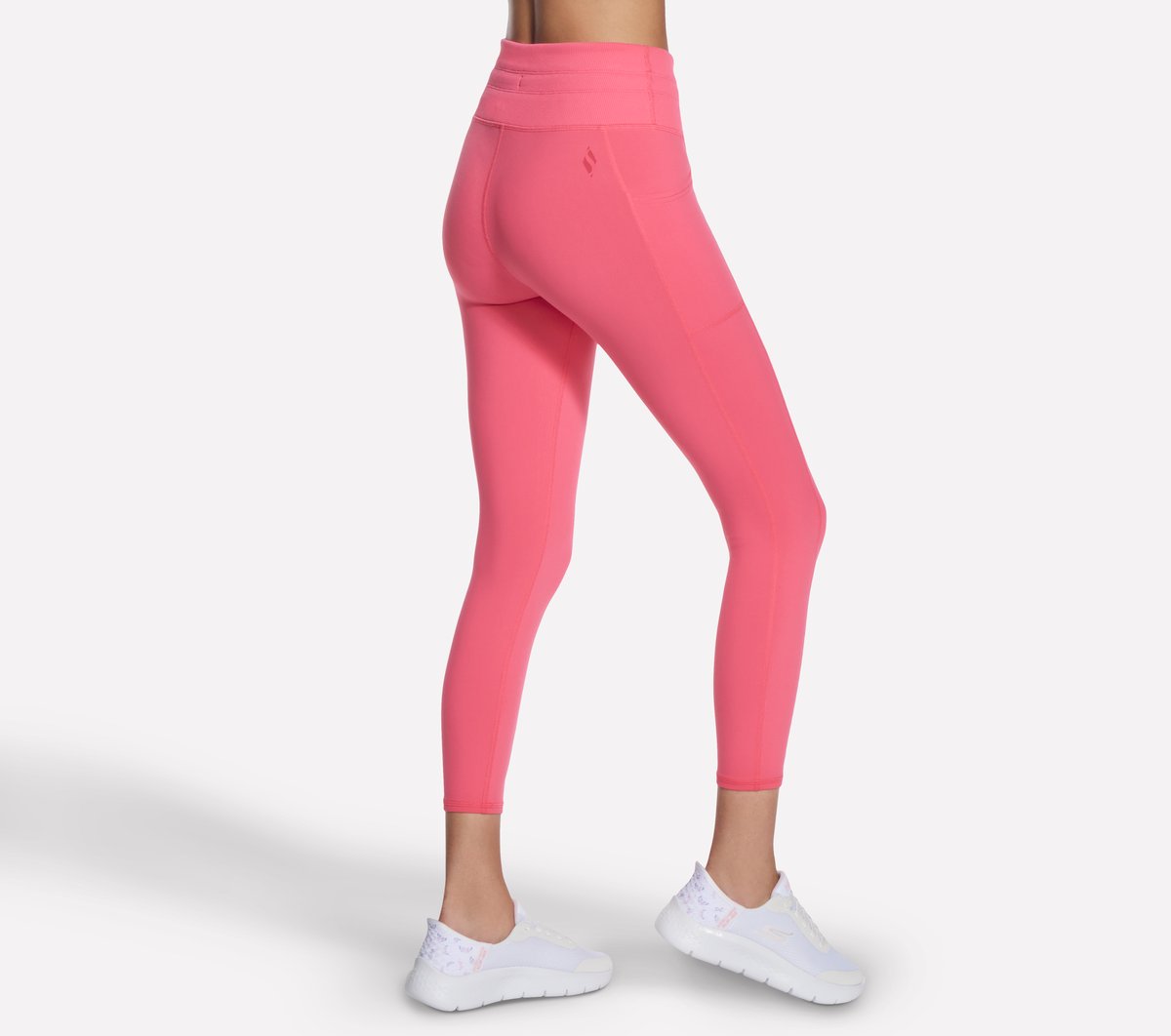 GO WALK Rib Mix High Waisted 7/8 Legging — TAUPE / CORAL