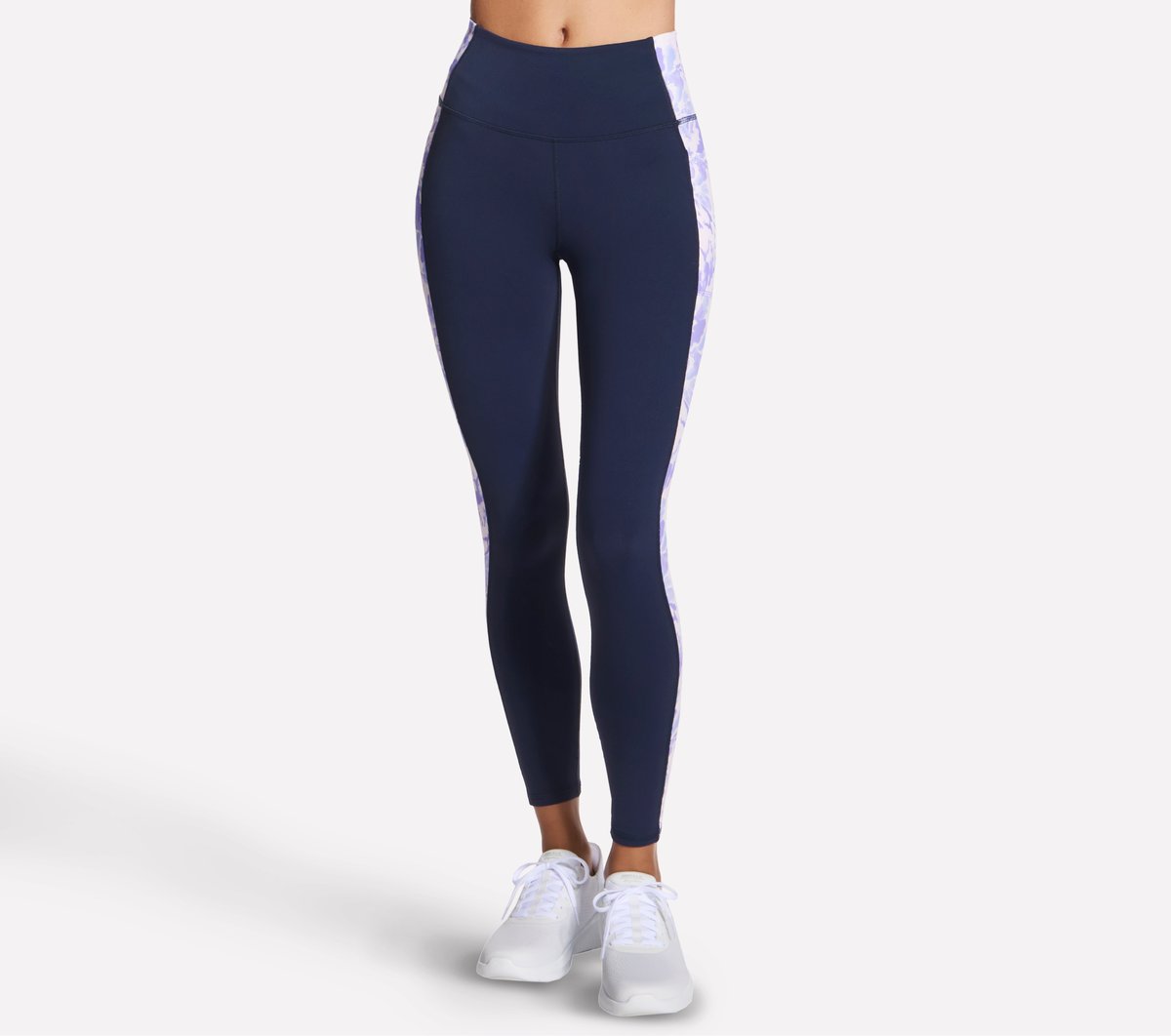 GO WALK Block Full Length High-Waisted Legging — WHITE / PURPLE / PINK