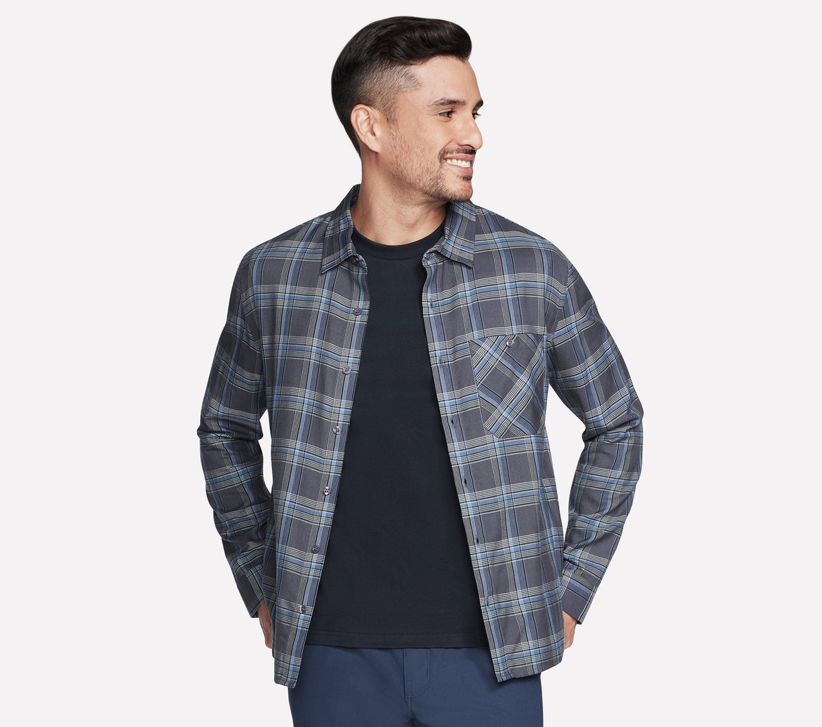 GO DRI Ridgetop Button Down Shirt — BLACK / CHARCOAL
