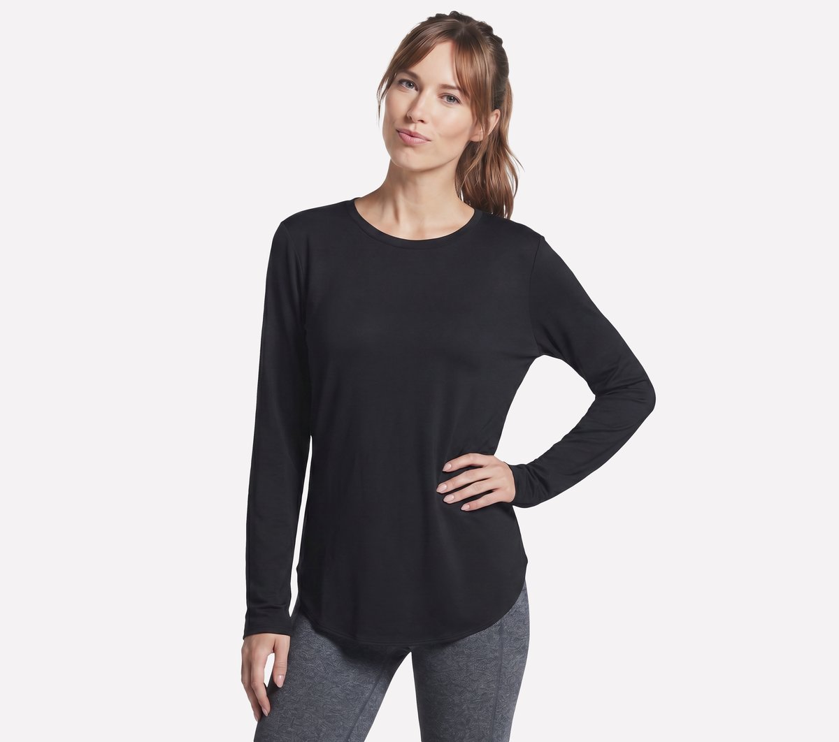 GO DRI Swift Long Sleeve Tunic Crew — SCHWARZ