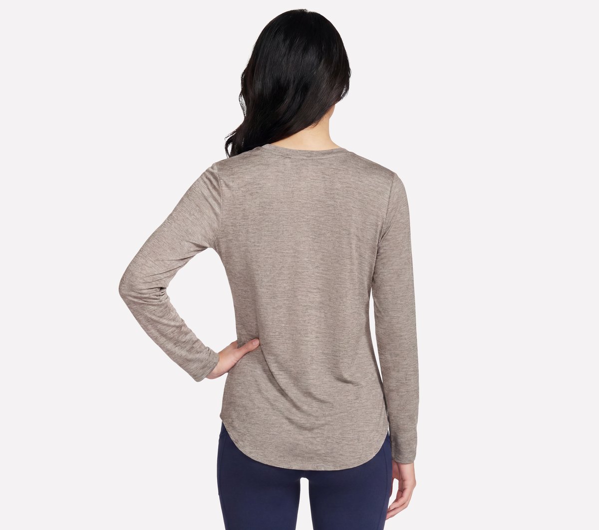 GO DRI Swift Long Sleeve Tunic Crew — TAUPE / BROWN