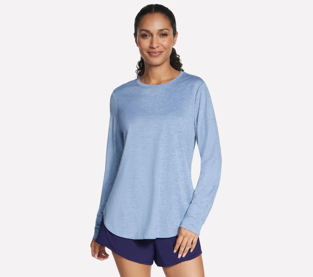 GO DRI Swift Long Sleeve Tunic Crew — WHITE / BLUE