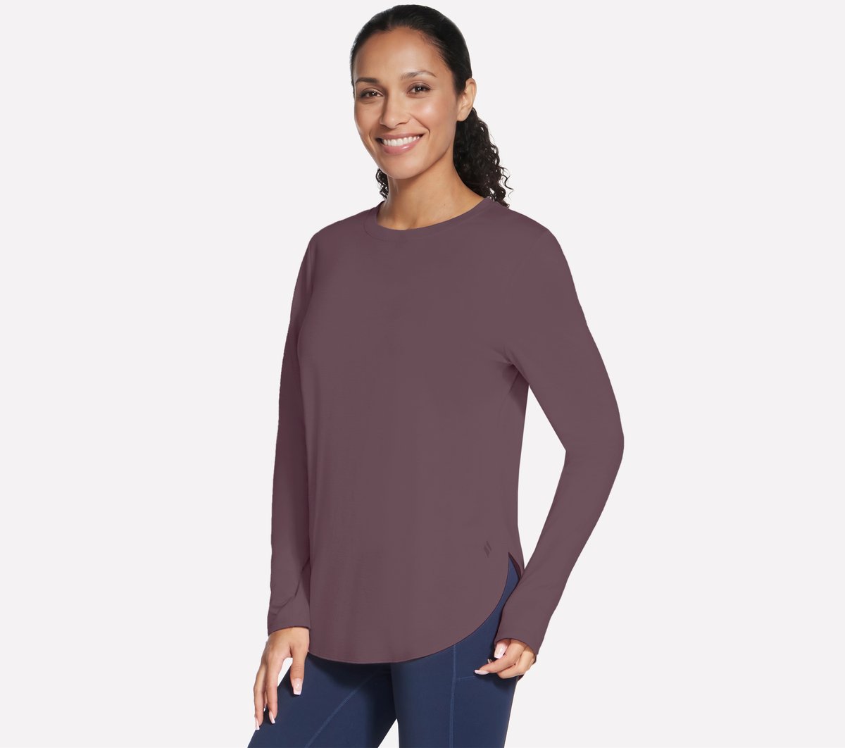 GO DRI Swift Long Sleeve Tunic Crew — WHITE / BROWN