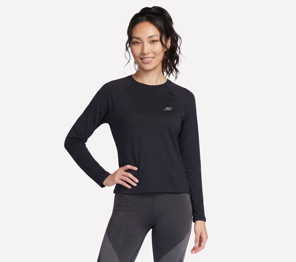 GO DRI Stride Long Sleeve Crew — BLACK