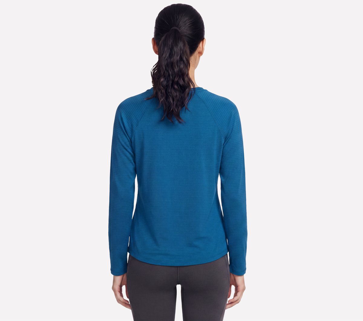 GO DRI Stride Long Sleeve Crew — WHITE / NAVY