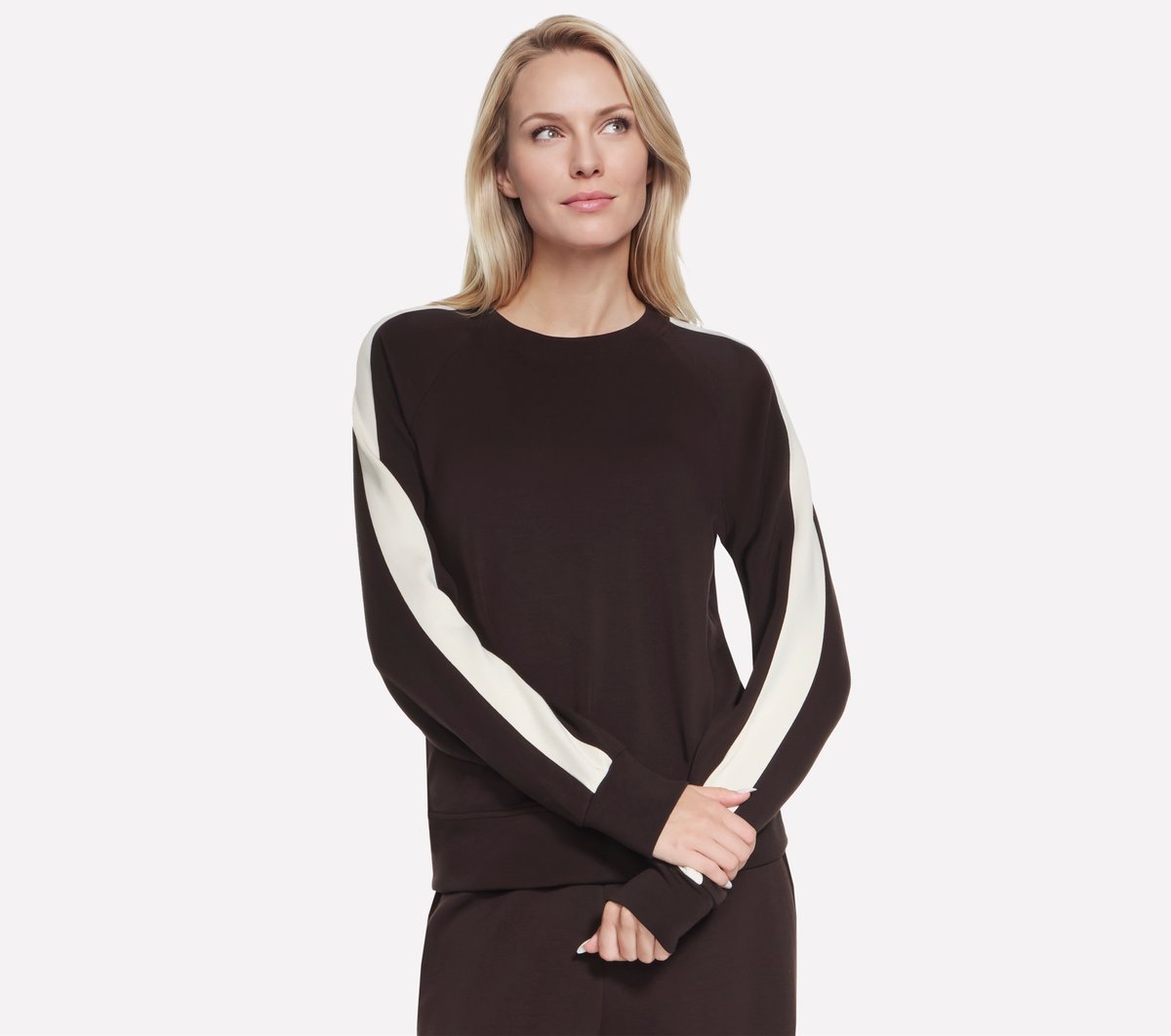 Skechluxe Elevate Blocked Crewneck — BROWN