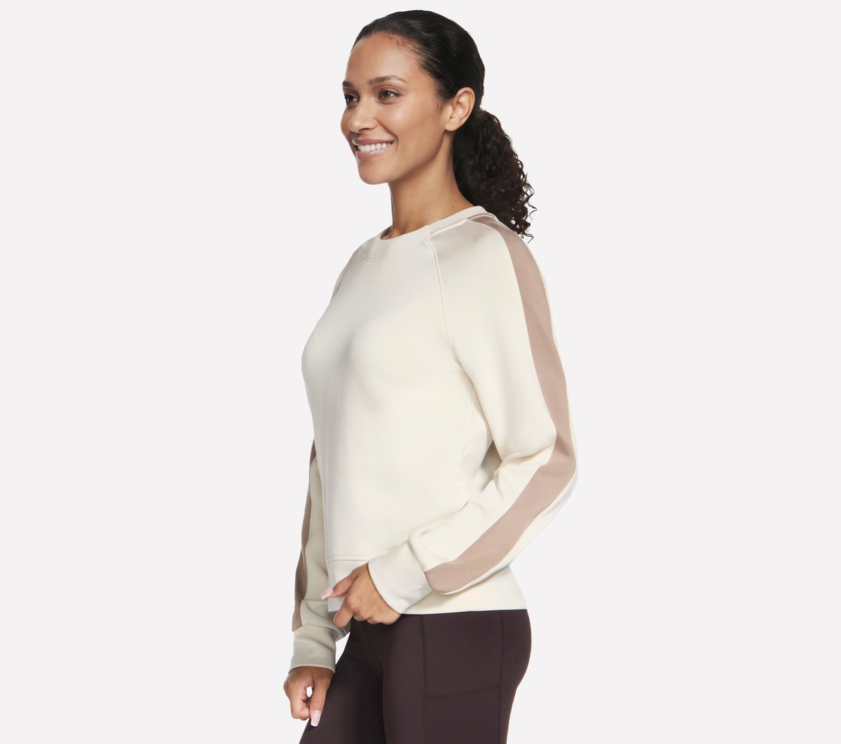 Skechluxe Elevate Blocked Crewneck — OFF WHITE / MAUVE